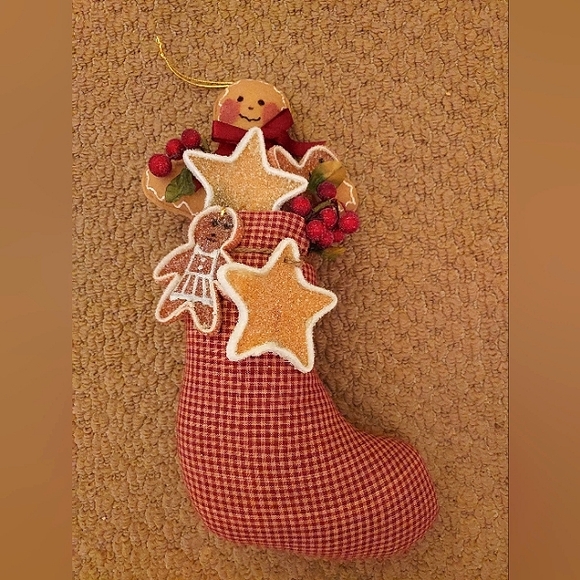 Holiday Gingerbread Man Cookie Stocking Large Ornament - Picture 1 of 7